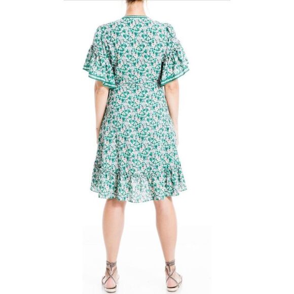 Max Studio | Floral Print Wrap Ruffle Dress - Picture 3 of 7